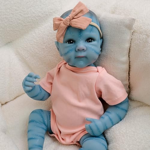 ROSHUAN 45,7 cm realistische Reborn Babypuppen Avatar Girl Silikon Ganzkörper Vinyl lebensechte Neugeborene Babypuppen Fortgeschrittene Bemalt Die Echt Reborn Kleinkind Puppe Geschenke für Kinder von ROSHUAN
