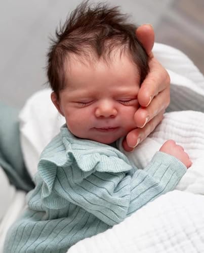 ROSHUAN 45cm Reborn Babypuppen Mädchen Weicher Stoffkörper Wiedergeboren Neugeborene Babypuppe Handgefertigt Sieht aus und fühlt Sich an wie EIN echtes Baby von ROSHUAN