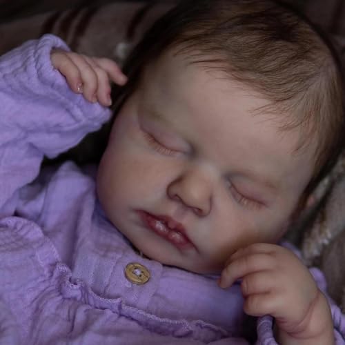 ROSHUAN 50,8 cm realistische Reborn Babypuppen Silikon Ganzkörper Vinyl lebensechte Neugeborene schlafende Babypuppe Mädchen Real Life Babys Puppen sehen aus wie eine echte Babypuppe für Kinder von ROSHUAN