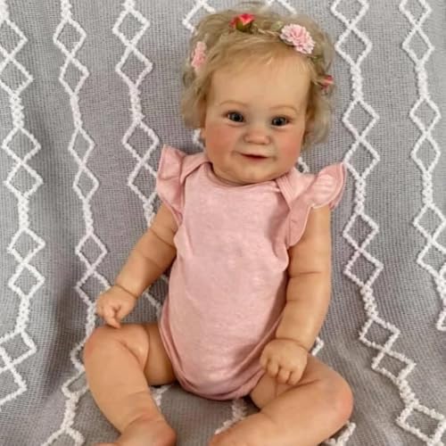 ROSHUAN 61 cm Reborn Kleinkindpuppen Mädchen Maddie große Größe realistische Reborn Babypuppen weiches Tuch Körper verwurzeltes Haar lebensechte Kleinkindpuppe Real Life Babypuppe Spielzeug für Kinder von ROSHUAN