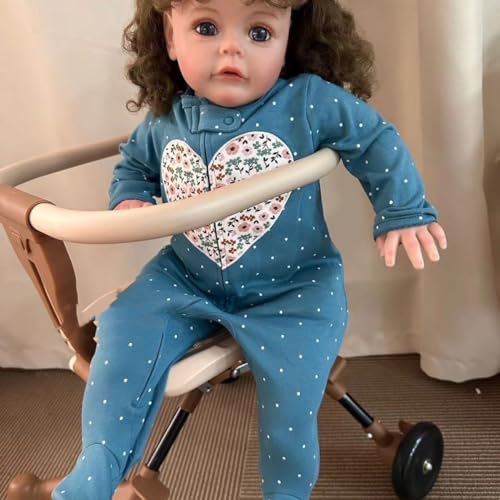 ROSHUAN 61 cm realistische Reborn-Kleinkind-Puppen, Mädchen, große Größe, Reborn-Babypuppen, weiches Tuch, beschwerter Körper, der echt aussieht, lebensechte Kleinkindpuppe, echtes Leben von ROSHUAN
