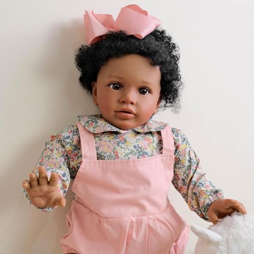 ROSHUAN 66 cm große Größe Reborn Todder Puppen Schwarz Reborn Kleinkind Mädchen Pippa Afroamerikanisch Realistische Babypuppe Weiches Tuch Beschwerter Körper Silikon Babies Puppe Spielzeug für Kinder ROSHUAN 66 cm große Größe Reborn Todder Puppen Schwarz Reborn Kleinkind Mädchen Pippa Afroamerikanisch Realistische Babypuppe Weiches Tuch Beschwerter Körper Silikon Babies Puppe Spielzeug für Kinder von ROSHUAN
