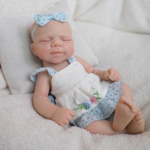 ROSHUAN 8 Zoll Mini Reborn Babypuppen Silikon Ganzkörper Schlafendes Mädchen Handgemachte Realistische Silikon Preemie Babies Puppen, die echt lebensecht aussehen Neugeborene Babypuppe für Kinder ROSHUAN 8 Zoll Mini Reborn Babypuppen Silikon Ganzkörper Schlafendes Mädchen Handgemachte Realistische Silikon Preemie Babies Puppen, die echt lebensecht aussehen Neugeborene Babypuppe für Kinder von ROSHUAN