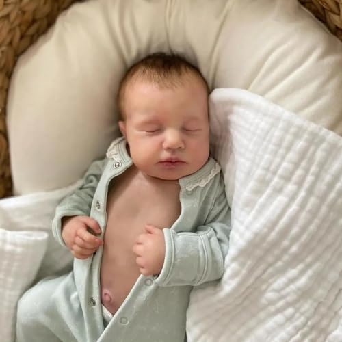 ROSHUAN Anatomisch Korrekte Baby Boy Puppen 20 Zoll 50 cm Lebensechte Reborn-Baby-Puppen Die Echt Aussehen Neugeborene Schlafende Babys Waschbar Realistisch Aussehende Puppen von ROSHUAN