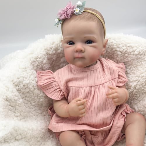 ROSHUAN Anatomisch Korrekte Baby-Puppe Mädchen 18 Zoll 48 cm Reborn Realistische Baby-Mädchen Silikon-Baby-Puppen Die Das Wirkliche Leben Wie Bebe-Babys Weighted Neugeborenes Reborn Baby-Puppen von ROSHUAN