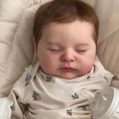 ROSHUAN Asleep Reborn Babypuppe, Mädchen, 50,8 cm, realistische Babypuppe, Silikon, Ganzkörper-Vinyl, verwurzeltes Haar, das echt aussieht, Baby-Puppen, Spielzeug, Geschenke für Kinder ab 3 Jahren von ROSHUAN