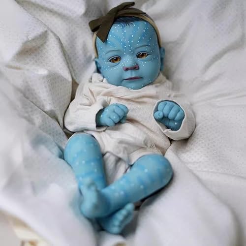 ROSHUAN Avatar Realistische Reborn Babypuppen Augen Offen 48,3 cm Lebensechte Babypuppen, die echt Aussehen wie lebendig Avatar Babys Weicher Körper gewichtet echt aussehende Reborn von ROSHUAN