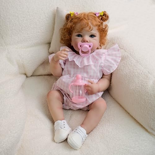 ROSHUAN Bettie lebensechte Babypuppen, 45,7 cm, lebensechte Babypuppen, die echt aussehen, niedliche Puppe, weicher Stoffboby mit Fütterungsspielzeug für Mädchen oder Jungen, Kinder ab 3 Jahren von ROSHUAN