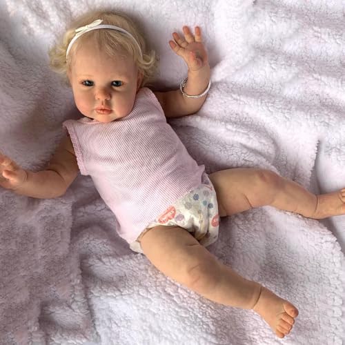 ROSHUAN Big Size Reborn Baby Dolls Girl 24 Inch Realistic Reborn Toddler Doll Soft Cloth Weighted Body Real Life Baby Doll Curly Hair That Look Real Lifelike Toddler Dolls Toy ROSHUAN Big Size Reborn Baby Dolls Girl 24 Inch Realistic Reborn Toddler Doll Soft Cloth Weighted Body Real Life Baby Doll Curly Hair That Look Real Lifelike Toddler Dolls Toy von ROSHUAN