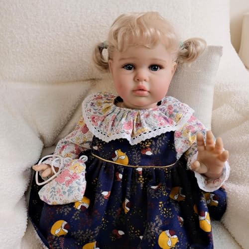 ROSHUAN Big Size Reborn Baby Dolls Girl 24 Inch Realistic Reborn Toddler Dolls Soft Cloth Body Real Life Size Lifelike Toddler Doll with Blonde Hair That Look Real Baby Doll von ROSHUAN