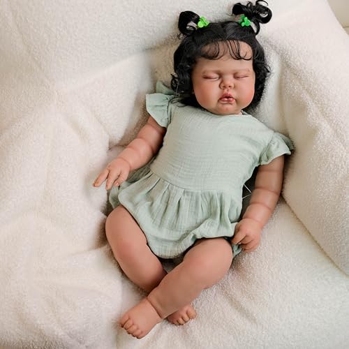 ROSHUAN Big Size Reborn Toddler Black Girl 24 Inch Reborn Baby Dolls Cloth Weighted Body African American Realistic Baby Doll Lifelike Sleeping Toddler Dolls Real Life Baby Dolls Toy ROSHUAN Big Size Reborn Toddler Black Girl 24 Inch Reborn Baby Dolls Cloth Weighted Body African American Realistic Baby Doll Lifelike Sleeping Toddler Dolls Real Life Baby Dolls Toy von ROSHUAN