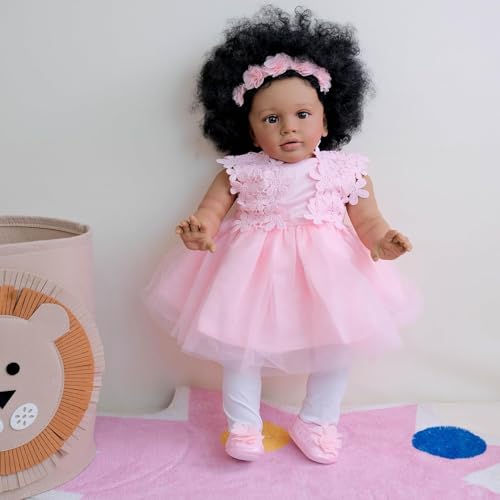 ROSHUAN Black Reborn Baby Dolls Girl Pippa 26 Inch Big Size Reborn Todder Dolls African American Realistic Toddler Doll Soft Cloth Weighted Body Dark Skin Silicone Babies Doll Toy ROSHUAN Black Reborn Baby Dolls Girl Pippa 26 Inch Big Size Reborn Todder Dolls African American Realistic Toddler Doll Soft Cloth Weighted Body Dark Skin Silicone Babies Doll Toy von ROSHUAN