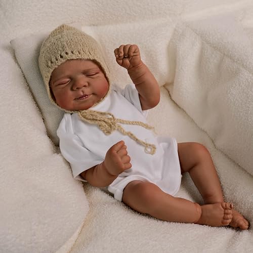 ROSHUAN Black Reborn Babypuppe, Mädchen, 45,7 cm, anatomisch korrekt, realistische Babypuppen, die echt aussehen, dunkelbraune Haut, Neugeborenen-Puppen, Spielzeug für Kinder ab 3 Jahren ROSHUAN Black Reborn Babypuppe, Mädchen, 45,7 cm, anatomisch korrekt, realistische Babypuppen, die echt aussehen, dunkelbraune Haut, Neugeborenen-Puppen, Spielzeug für Kinder ab 3 Jahren von ROSHUAN