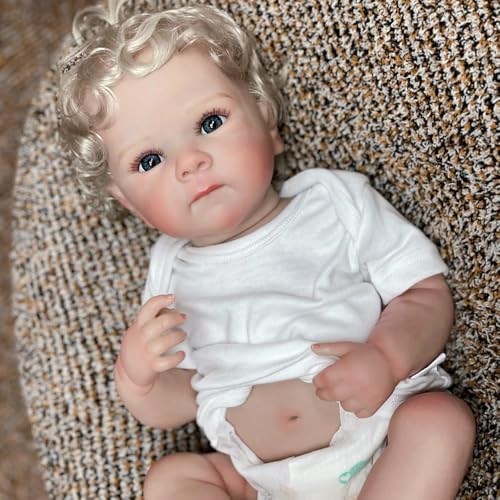 ROSHUAN Echtes Leben Reborn Baby Puppe Vollsilikon Körper 18 Zoll 45cm Lebensechte Neugeborenen Babypuppen Blonde Haare Mädchen Realistische Babypuppe Die Aussehen Wie Echtes Baby ROSHUAN Echtes Leben Reborn Baby Puppe Vollsilikon Körper 18 Zoll 45cm Lebensechte Neugeborenen Babypuppen Blonde Haare Mädchen Realistische Babypuppe Die Aussehen Wie Echtes Baby von ROSHUAN