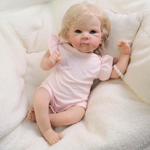ROSHUAN Ganzkörper Silikon Vinyl Reborn Baby Puppen Blondes Mädchen 18 Zoll 48 cm Realistische Baby Puppen Anatomisch Korrektes Mädchen Real Life Neugeborenes Posable Bebe Kleinkind Mit Blauen Augen ROSHUAN Ganzkörper Silikon Vinyl Reborn Baby Puppen Blondes Mädchen 18 Zoll 48 cm Realistische Baby Puppen Anatomisch Korrektes Mädchen Real Life Neugeborenes Posable Bebe Kleinkind Mit Blauen Augen von ROSHUAN