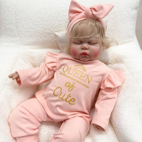 ROSHUAN Große Größe, realistische Reborn-Kleinkind-Puppe, Mädchen, 61 cm, Reborn-Babypuppen, blondes Haar, weicher Stoffkörper, der echt aussieht, lebensechte Kleinkind-Puppen, echtes Leben ROSHUAN Große Größe, realistische Reborn-Kleinkind-Puppe, Mädchen, 61 cm, Reborn-Babypuppen, blondes Haar, weicher Stoffkörper, der echt aussieht, lebensechte Kleinkind-Puppen, echtes Leben von ROSHUAN