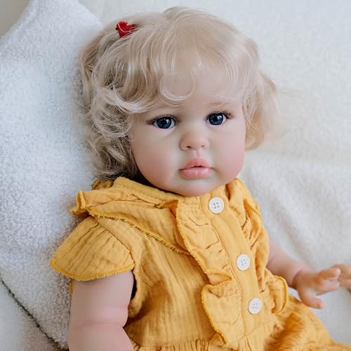 ROSHUAN Große Größe Realistische Reborn Babypuppen 24 Zoll Reborn Kleinkind Puppen Mädchen Blondes Haar Weicher Tuchkörper Echte Größe Lebensechte Kleinkindpuppe, die echt aussehen Babypuppe Spielzeug ROSHUAN Große Größe Realistische Reborn Babypuppen 24 Zoll Reborn Kleinkind Puppen Mädchen Blondes Haar Weicher Tuchkörper Echte Größe Lebensechte Kleinkindpuppe, die echt aussehen Babypuppe Spielzeug von ROSHUAN