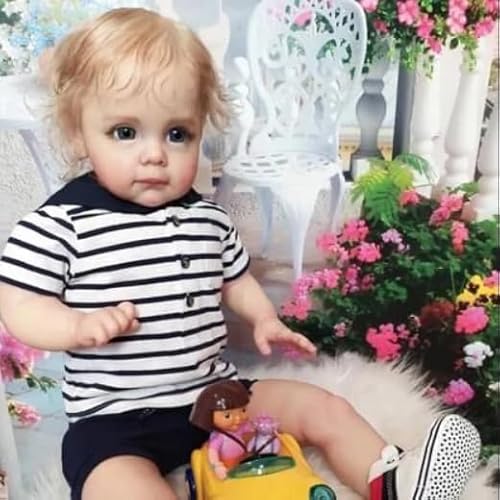 ROSHUAN Große Größe Reborn Kleinkind-Puppen, blondes Mädchen, 61 cm, realistische Reborn-Babypuppe, blaue Augen, lebensechte Kleinkind-Puppe, weicher Stoffkörper, echtes Leben, Babypuppe, Spielzeug ROSHUAN Große Größe Reborn Kleinkind-Puppen, blondes Mädchen, 61 cm, realistische Reborn-Babypuppe, blaue Augen, lebensechte Kleinkind-Puppe, weicher Stoffkörper, echtes Leben, Babypuppe, Spielzeug von ROSHUAN