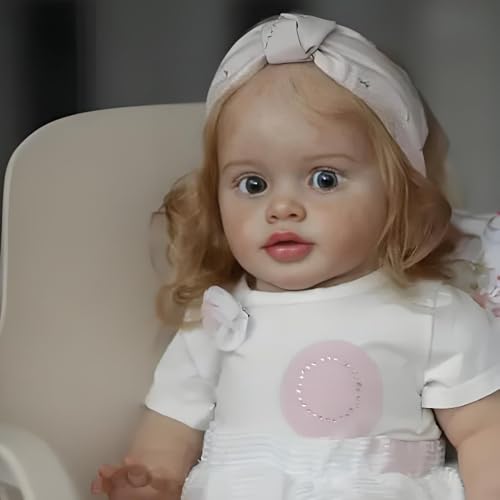 ROSHUAN Große Größe Reborn Kleinkind Puppen 66.0 cm Realistische Reborn Babypuppen Mädchen, die echt aussehen Babypuppe Weiches Tuch Körper Blond Haar Lebensechte Kleinkind Puppe Kinder Geschenke von ROSHUAN