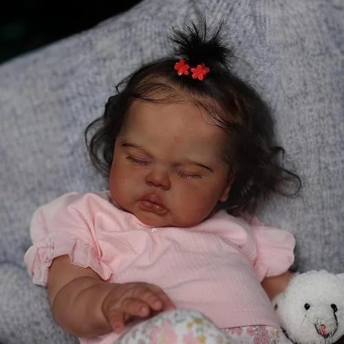 ROSHUAN Große Größe Reborn Kleinkind Puppen Black Girl 24 Zoll Reborn Babypuppen Weiches Tuch Körper Augen Schließen Afroamerikanisch Real Life Babypuppe, die echt lebensecht aussehen Kleinkind Puppe ROSHUAN Große Größe Reborn Kleinkind Puppen Black Girl 24 Zoll Reborn Babypuppen Weiches Tuch Körper Augen Schließen Afroamerikanisch Real Life Babypuppe, die echt lebensecht aussehen Kleinkind Puppe von ROSHUAN