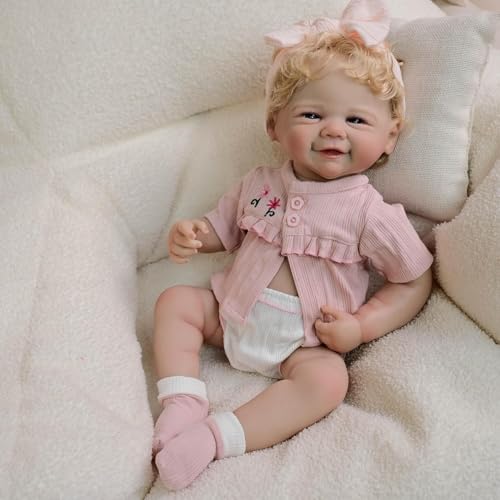 ROSHUAN Lächelnde Neugeborenen-Baby-Puppen 19 zoll 48 cm Ganzkörper-Silikon-Vinyl Realistische Reborn-Baby-Mädchen-Puppen Handgefertigt Waschbar Real Life Like Size Babys Spielzeug-Puppe Für Kinder 3+ ROSHUAN Lächelnde Neugeborenen-Baby-Puppen 19 zoll 48 cm Ganzkörper-Silikon-Vinyl Realistische Reborn-Baby-Mädchen-Puppen Handgefertigt Waschbar Real Life Like Size Babys Spielzeug-Puppe Für Kinder 3+ von ROSHUAN