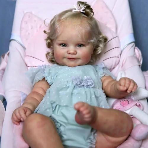 ROSHUAN Lächelnde Realistische Baby Mädchen Puppen 20 Zoll 50 cm Leben wie Reborn Baby Puppen, die echt Aussehen Neugeborenes Bebe Anatomisch korrektes Mädchen Silikon Ganzkörper Spielzeug von ROSHUAN