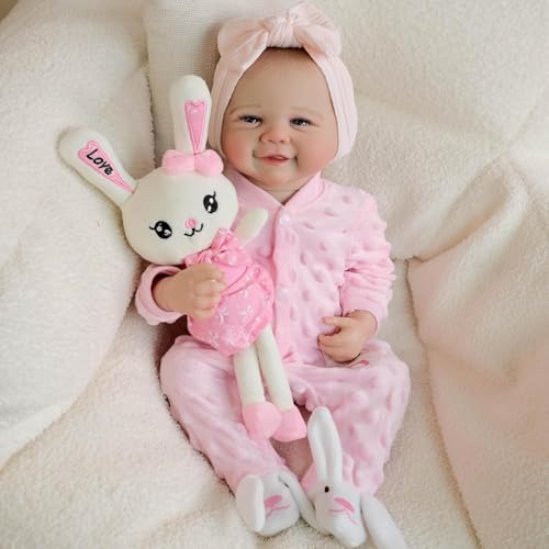 ROSHUAN Lächelnde Reborn Baby Puppen Mädchen 19 Zoll 48 cm Real Life Baby Puppe Die Echt Aussieht Neugeborene Silikon Babys Ganzkörper Vinyl Waschbar Realistisch Reborn Puppen Spielzeug Geschenke ROSHUAN Lächelnde Reborn Baby Puppen Mädchen 19 Zoll 48 cm Real Life Baby Puppe Die Echt Aussieht Neugeborene Silikon Babys Ganzkörper Vinyl Waschbar Realistisch Reborn Puppen Spielzeug Geschenke von ROSHUAN