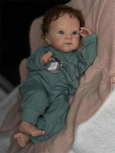 ROSHUAN Leben Wie Reborn Baby Girl Silikon Ganzkörper Gewichtet 18 Zoll 48 cm Realistische Neugeborene Baby Puppen, Die Echt Aussehen Neugeborene Silikon Reborn Puppen Spielzeug von ROSHUAN