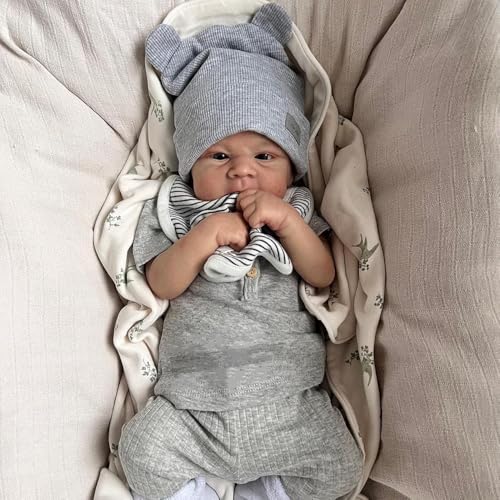 ROSHUAN Lebensecht Reborn Baby Puppen Silikon Ganzkörper Vinyl Wiedergeborene 17 Zoll Nette Realistische Neugeborene Baby Puppe Anatomisch Korrektes Spielzeug von ROSHUAN
