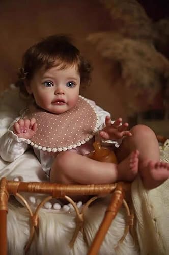 ROSHUAN Lebensechte Babypuppen, Die Echt Aussehen 24 Zoll 60 cm Reborn Realistische Lebensechte Babypuppen Weicher Stoffkörper Echte Gewichtete Glitzer-Baby-Puppen von ROSHUAN
