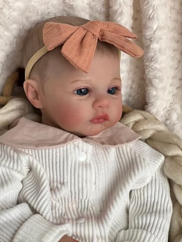 ROSHUAN Lebensechte Reborn-Baby Puppen Mädchen 19 Zoll Handgemachte Realistische Wiedergeborene Baby Puppen Neugeborenes Weichem Vinylkörper Puppen für Kinder Alter 3+ von ROSHUAN