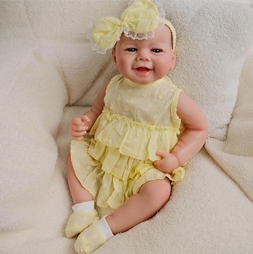 ROSHUAN Lebensechte Reborn-Babypuppen, Augen offen, 48 cm, realistische Neugeborenen-Puppe, Silikon, Ganzkörper-Vinyl-Mädchenaugen, offen, echtes Aussehen, Reborn-Puppen für Kinder ab 3 Jahren ROSHUAN Lebensechte Reborn-Babypuppen, Augen offen, 48 cm, realistische Neugeborenen-Puppe, Silikon, Ganzkörper-Vinyl-Mädchenaugen, offen, echtes Aussehen, Reborn-Puppen für Kinder ab 3 Jahren von ROSHUAN