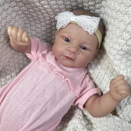 ROSHUAN Lebensechte Reborn-Babypuppen, Mädchen, 43,2 cm, weicher Vinyl-Körper, realistische Babypuppen, die echt aussehen aussehende Babyaugen öffnen, Vollsilikon-Vinyl, Reborn-Puppenspielzeug ROSHUAN Lebensechte Reborn-Babypuppen, Mädchen, 43,2 cm, weicher Vinyl-Körper, realistische Babypuppen, die echt aussehen aussehende Babyaugen öffnen, Vollsilikon-Vinyl, Reborn-Puppenspielzeug von ROSHUAN