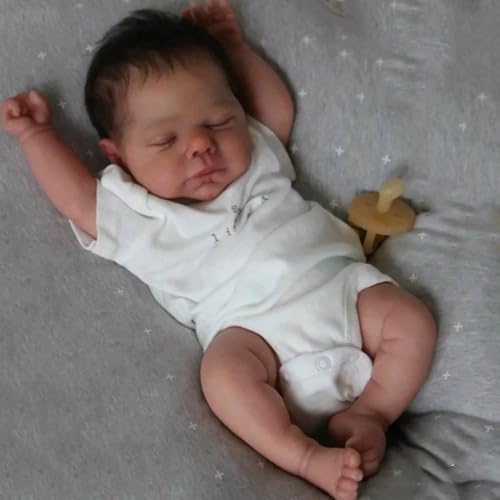 ROSHUAN Lebensechte Reborn Babypuppen 19 Zoll Weicher Körper Realistische Neugeborene Babypuppen Schlafendes Mädchen Mit Kleidung und Spielzeug Zubehör für Kinder Alter 3+ von ROSHUAN