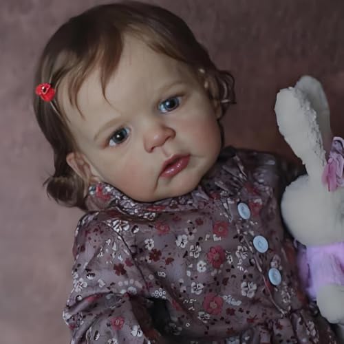 ROSHUAN Lebensechte Reborn-Babypuppen Mädchen 66 cm große Größe, realistische Reborn-Kleinkind-Puppen, die echt aussehen Babypuppe, beschwerter weicher Stoffkörper, echtes Leben, Kleinkindpuppe von ROSHUAN