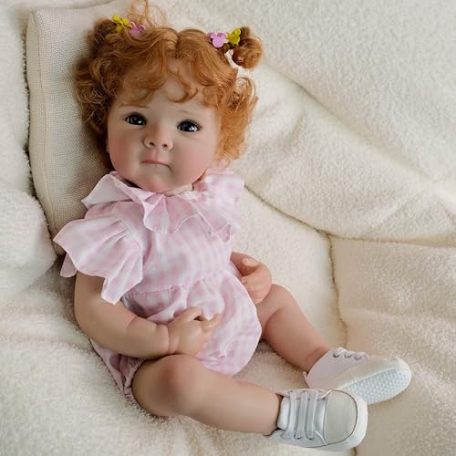ROSHUAN Neugeborene Baby Puppen Silikon Ganzkörper 18 Zoll 48 cm Neugeborene Puppen Kleinkind Mädchen Real Life Wie Babys, Die Real Realisitc Anatomisch Korrektes Mädchen Spielzeug Aussehen von ROSHUAN