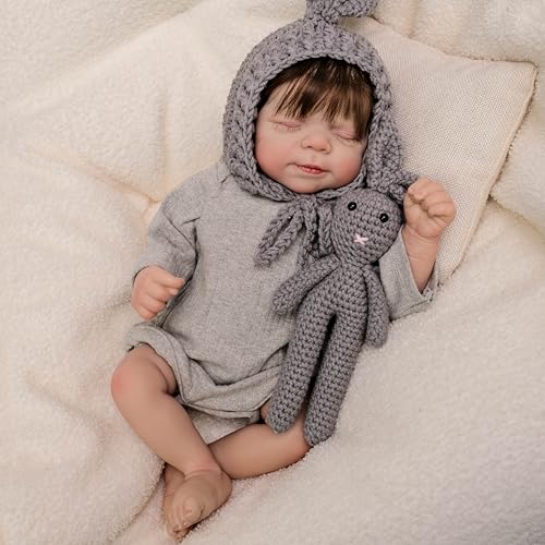 ROSHUAN Neugeborenes Schlafendes Baby Junge Puppen 18 Zoll 48 cm Realistische Reborn-Baby-Puppen Die Wie EIN Echtes Leben Aussehen Säugling Bebe Weich Gewichtet Anatomisch Korrekt Junge von ROSHUAN