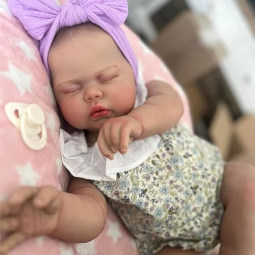 ROSHUAN Real Life 24 Zoll 60 cm Reborn Babypuppen Mädchen Big Size Mollige Neugeborene Babypuppe Gewichteter Stoffkörper Lebensechte Geschlossene Augen Wurzelhaar Babies Puppe Spielzeug für Kinder und ROSHUAN Real Life 24 Zoll 60 cm Reborn Babypuppen Mädchen Big Size Mollige Neugeborene Babypuppe Gewichteter Stoffkörper Lebensechte Geschlossene Augen Wurzelhaar Babies Puppe Spielzeug für Kinder und von ROSHUAN