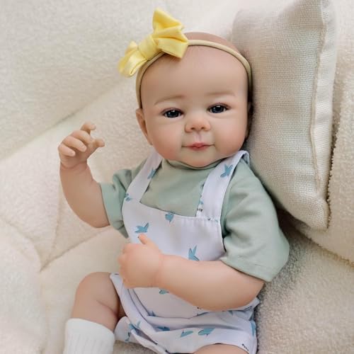 ROSHUAN Real Life Babypuppe, 50,8 cm, Reborn-Babypuppe, Silikon, Ganzkörper-Vinyl, Mädchen, Augen, offen, realistisch, lebensechte Neugeborene, Puppen mit Fütterungsspielzeug für Kinder ab 3 Jahren ROSHUAN Real Life Babypuppe, 50,8 cm, Reborn-Babypuppe, Silikon, Ganzkörper-Vinyl, Mädchen, Augen, offen, realistisch, lebensechte Neugeborene, Puppen mit Fütterungsspielzeug für Kinder ab 3 Jahren von ROSHUAN