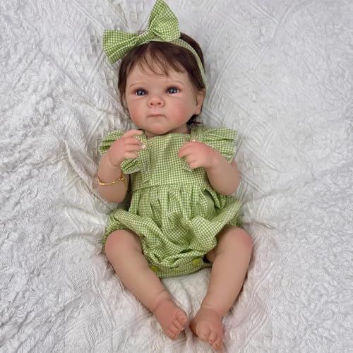 ROSHUAN Real Life Babypuppen Silikon Ganzkörper Mädchen Bettie 18 Zoll Realistische Reborn Babypuppen Verwurzeltes Haar Lebensechte Neugeborene Babys Puppe, die echt handgemachtes Spielzeug aussehen von ROSHUAN