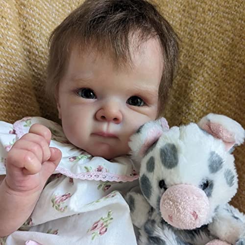 ROSHUAN Real Life Reborn Baby Dolls Silikon Vollkörper Augen Offen 18 zoll 48 cm Realistische Baby Puppe Kleinkind Die Real Aussehen Anatomisch Korrekt Bebe Mädchen Verwurzelt Haar Für Kinder Geschenk von ROSHUAN