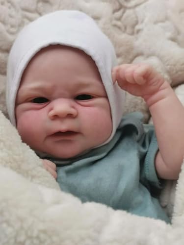 ROSHUAN Real Life Reborn Baby Puppen Elijah Junge 17 Zoll Neugeborene Babypuppen Weiche Voll Vinyl Körper Lebensecht Preemie Babys Realistische Anatomisch Korrekte für Kinder Alter 3+ von ROSHUAN