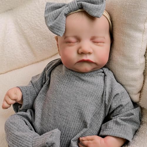 ROSHUAN Real Life Reborn Baby Puppen Junge 19 zoll 48cm Realistisches Baby Das Wirklich Lebensecht Aussieht Anatomisch Korrekter Junge Vollsilikon Vinyl Posable Neugeborene Lebendige Puppen Für Kinder von ROSHUAN