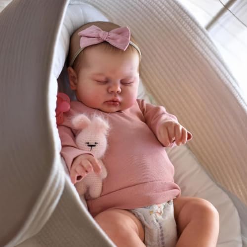 ROSHUAN Real Life Reborn Babypuppe, 48,3 cm, realistische Babypuppe, weiches Tuch, Körper, schlafendes Mädchen, eingelegt, lebensechtes Puppenspielzeug für Kinder ab 3 Jahren ROSHUAN Real Life Reborn Babypuppe, 48,3 cm, realistische Babypuppe, weiches Tuch, Körper, schlafendes Mädchen, eingelegt, lebensechtes Puppenspielzeug für Kinder ab 3 Jahren von ROSHUAN