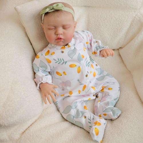 ROSHUAN Real Life Reborn Babypuppe, Mädchen, 48,3 cm, realistische Babypuppe, beschwerter weicher Stoffkörper, der echt lebensecht aussieht, schlafende Baby-Puppe, Weihnachtsgeschenke für Kinder ab 3 ROSHUAN Real Life Reborn Babypuppe, Mädchen, 48,3 cm, realistische Babypuppe, beschwerter weicher Stoffkörper, der echt lebensecht aussieht, schlafende Baby-Puppe, Weihnachtsgeschenke für Kinder ab 3 von ROSHUAN
