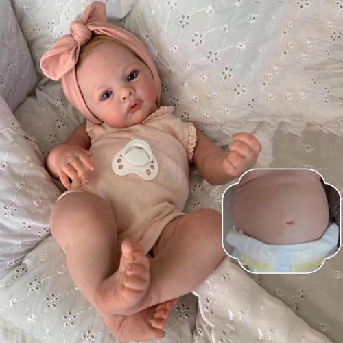 ROSHUAN Real Life Reborn Babypuppen, Silikon, Ganzkörper-Mädchen, 45,7 cm, realistisch, anatomisch korrekt, blaue Augen, lebensechte Neugeborene, Puppe, Spielzeug für Kinder ab 3 Jahren ROSHUAN Real Life Reborn Babypuppen, Silikon, Ganzkörper-Mädchen, 45,7 cm, realistisch, anatomisch korrekt, blaue Augen, lebensechte Neugeborene, Puppe, Spielzeug für Kinder ab 3 Jahren von ROSHUAN