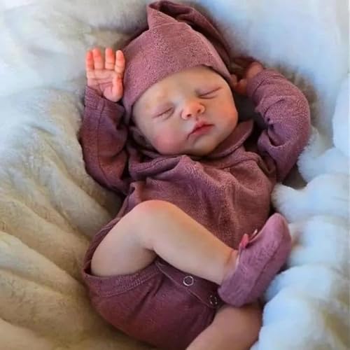 ROSHUAN Real Life Reborn Babypuppen Augen schließen Mädchen 45,7 cm realistische Babypuppe weicher Stoffkörper, der echt lebensecht aussieht Neugeborene Babys Puppen Handgemachtes Spielzeug für Kinder von ROSHUAN