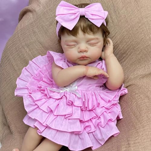 ROSHUAN Real Life Reborn Babypuppen Mädchen 48,3 cm realistische Babypuppen weicher Stoffkörper, der echt schlafende Babys Puppe aussieht, lebensechte Neugeborenenen-Babypuppe, Spielzeug für Kinder ROSHUAN Real Life Reborn Babypuppen Mädchen 48,3 cm realistische Babypuppen weicher Stoffkörper, der echt schlafende Babys Puppe aussieht, lebensechte Neugeborenenen-Babypuppe, Spielzeug für Kinder von ROSHUAN