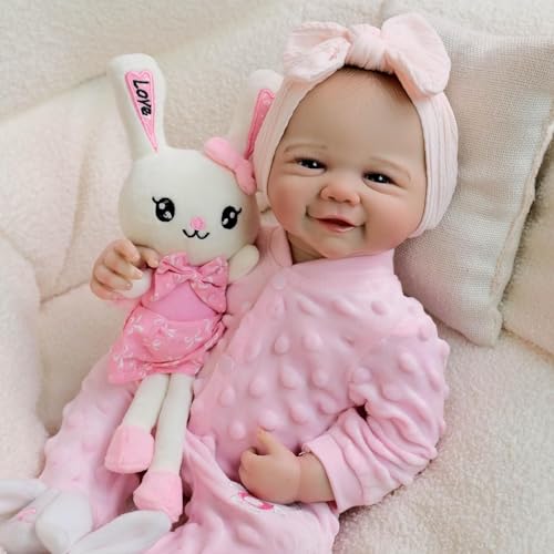 ROSHUAN Real Life Reborn Babypuppen Silikon Ganzkörper 19 Zoll Lächelnd Realistische Babypuppe Anatomisch Korrektes Mädchen, das echt aussieht lebensecht Neugeborene Babys Puppe Spielzeug für Kinder ROSHUAN Real Life Reborn Babypuppen Silikon Ganzkörper 19 Zoll Lächelnd Realistische Babypuppe Anatomisch Korrektes Mädchen, das echt aussieht lebensecht Neugeborene Babys Puppe Spielzeug für Kinder von ROSHUAN