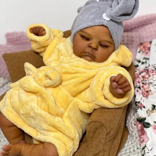 ROSHUAN Real Life Reborn Babypuppen Silikon Ganzkörper Schwarz Mädchen 50,8 cm afrikanische amerikanische realistische Babypuppen lebensechte Neugeborene schlafende Babys Puppe Spielzeug für Kinder ROSHUAN Real Life Reborn Babypuppen Silikon Ganzkörper Schwarz Mädchen 50,8 cm afrikanische amerikanische realistische Babypuppen lebensechte Neugeborene schlafende Babys Puppe Spielzeug für Kinder von ROSHUAN